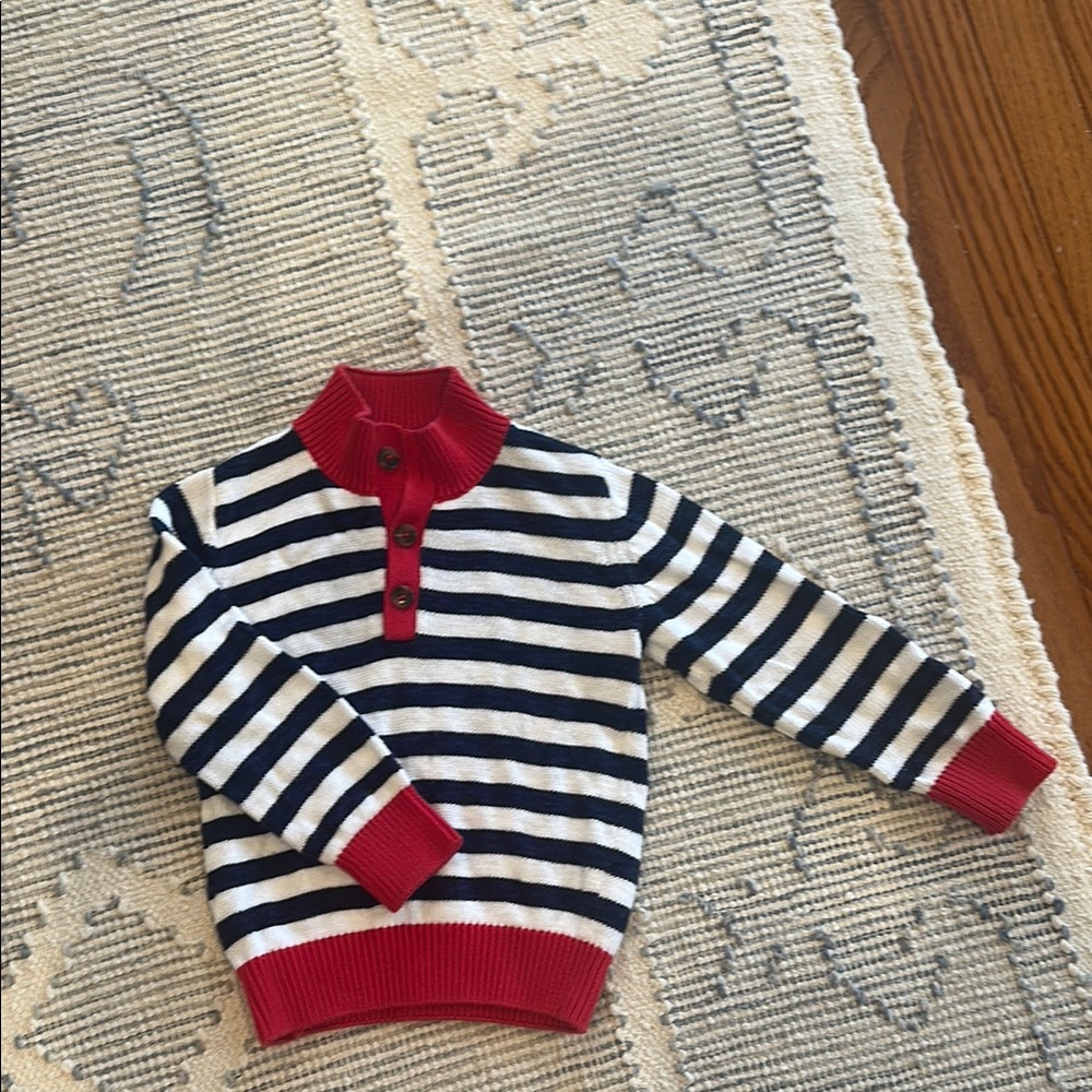 TPC Classic Prep Boys Navy and White Stripe Sweater with Red Accents - 4T